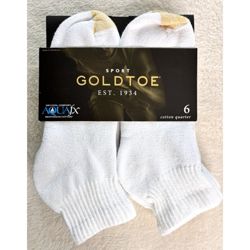 GOLDTOE Mens 656P Cotton Ankle Quarter Athletic Socks White (6-Pairs) SZ 6-12.5